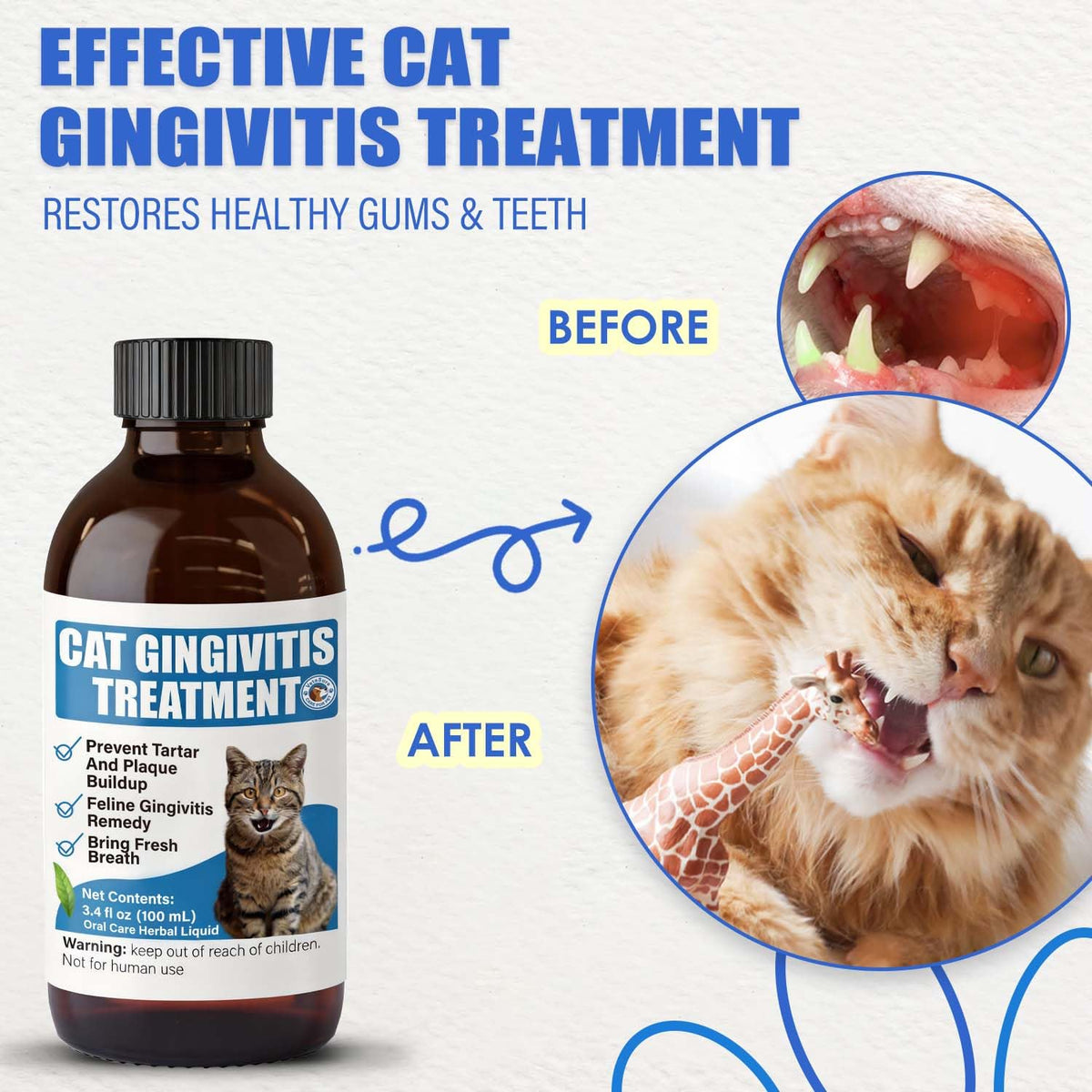 Cat Gingivitis Treatment Liquid 100ml Dental Care E7306