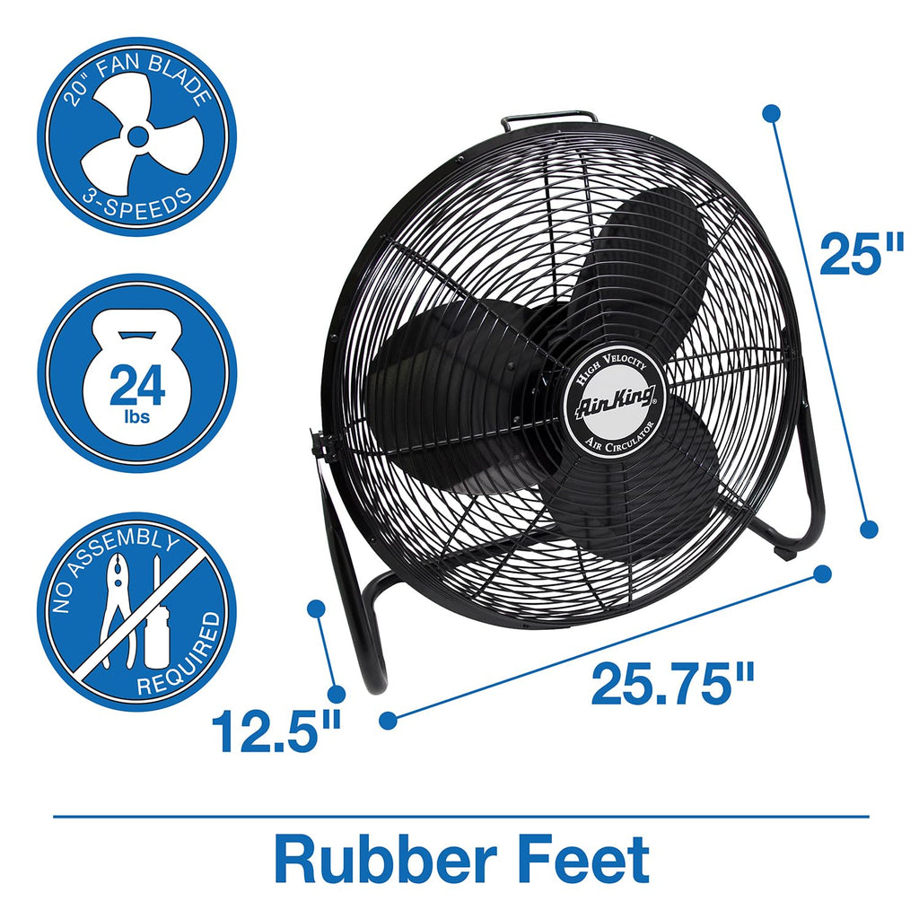 20-Inch High Velocity Pivoting Floor Fan, Black G526405