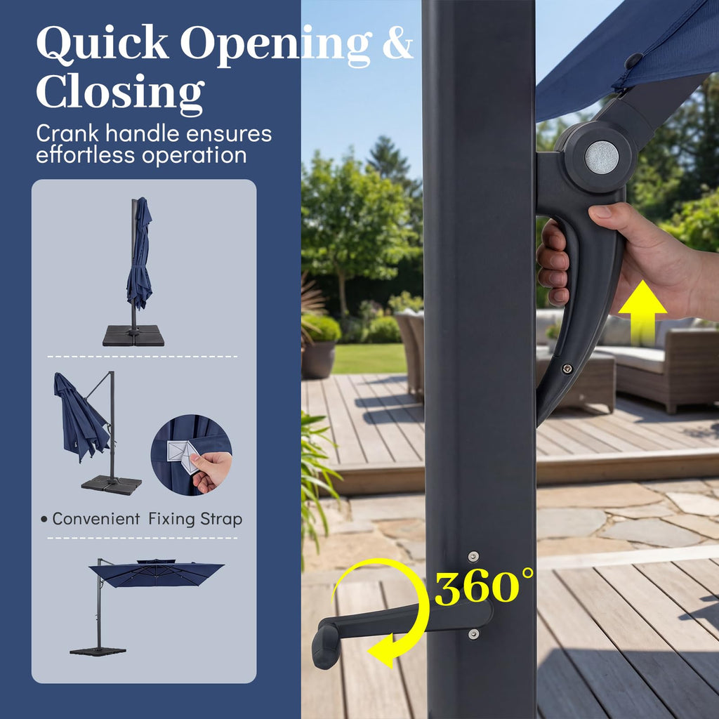 10 FT Navy Blue Cantilever Patio Umbrella R231310
