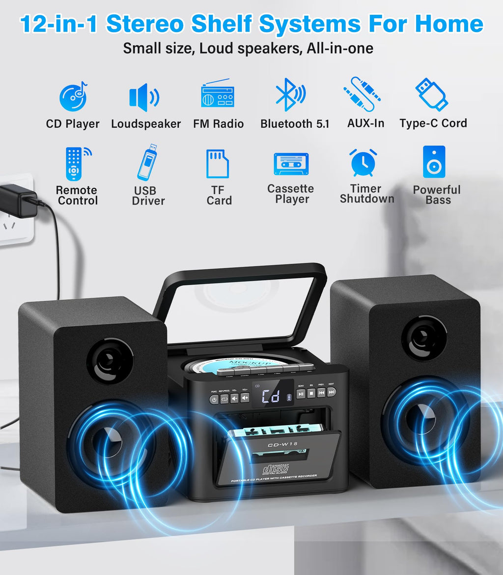 Home Stereo System with CD and Cassette Player V16537