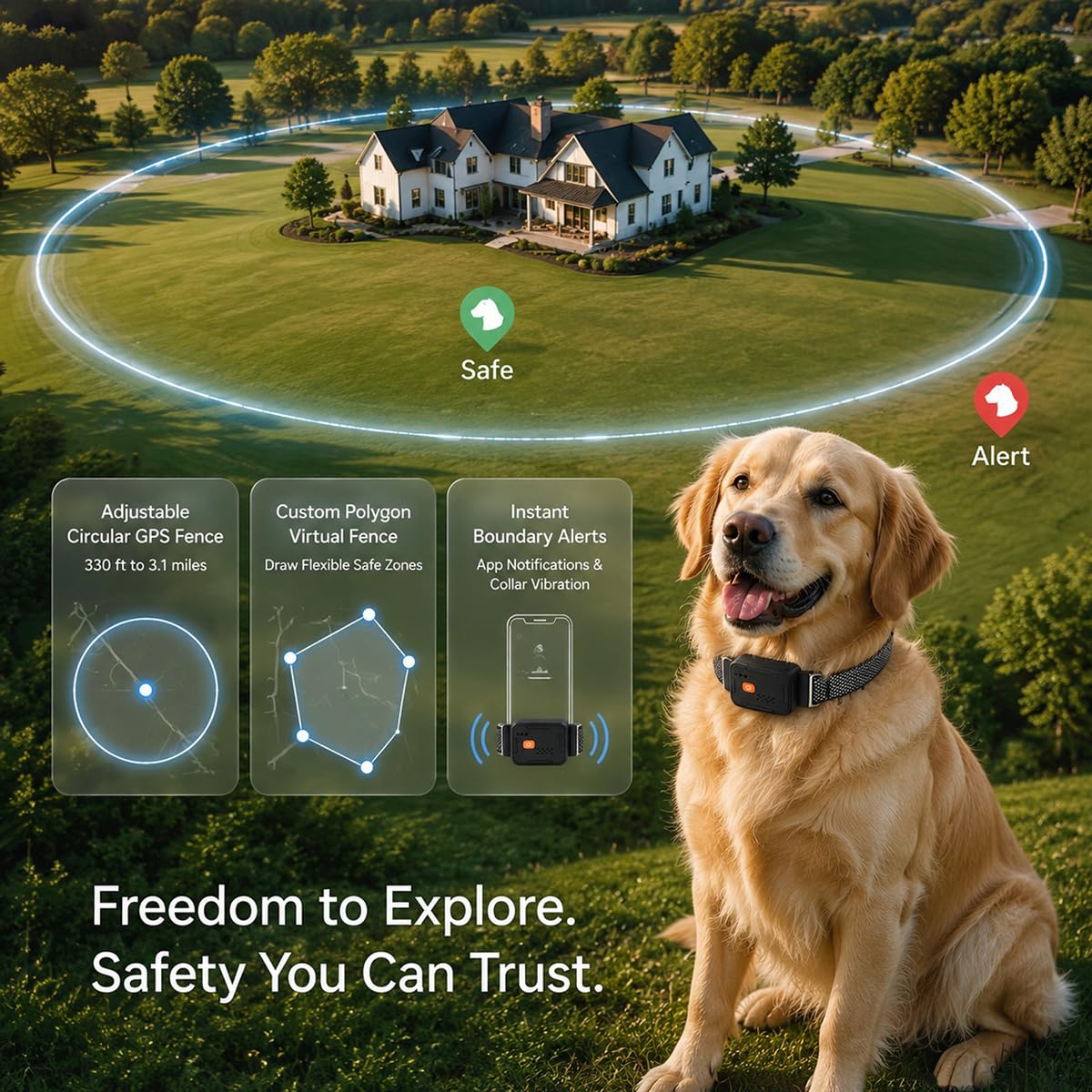 GPS Dog Collar & Pet Tracker Black U15186