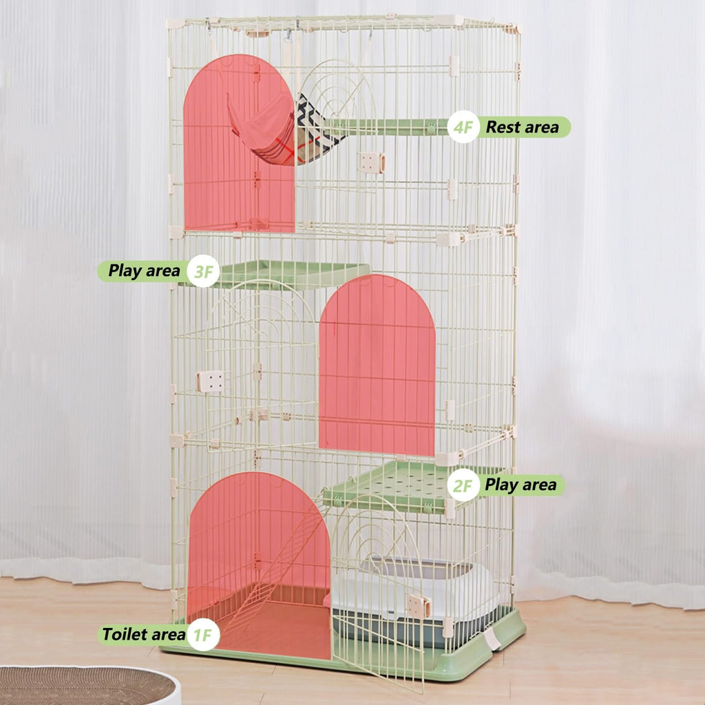 3/4-Tier Wire Cat Cage Playpen Kennel with Hammock L763