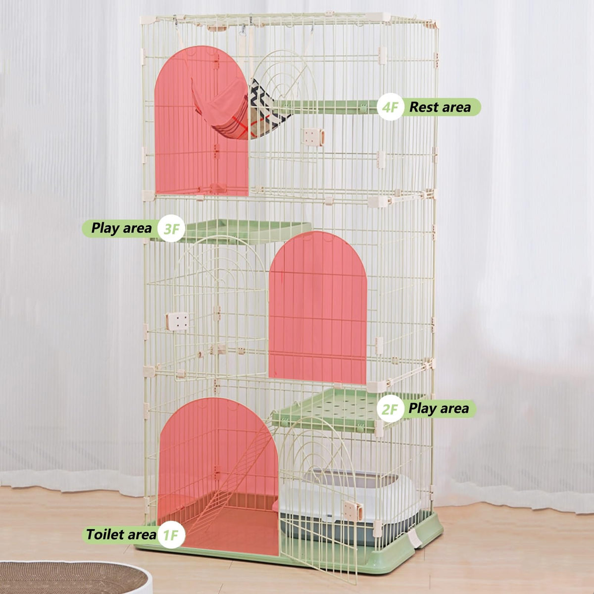 3/4-Tier Wire Cat Cage Playpen Kennel with Hammock L763