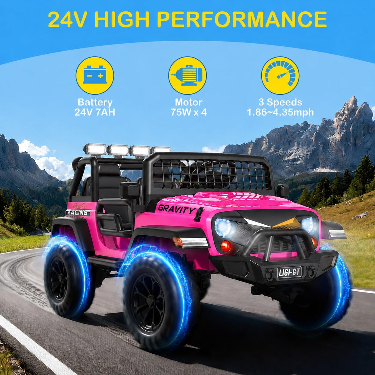 24V 2 Seater 4WD Ride On Car D975