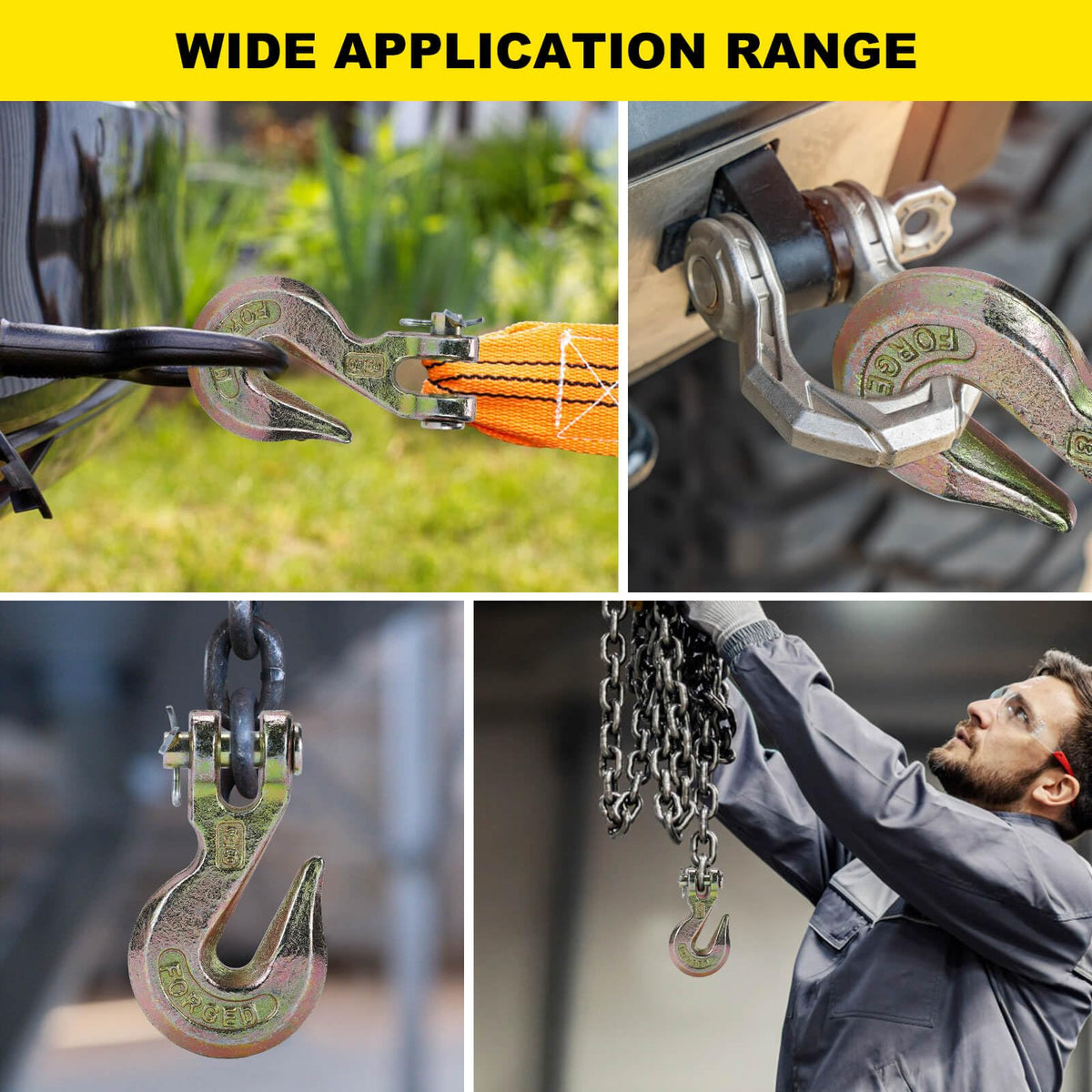 3/8 Heavy Duty Clevis Grab Hook 4 Pack Y433