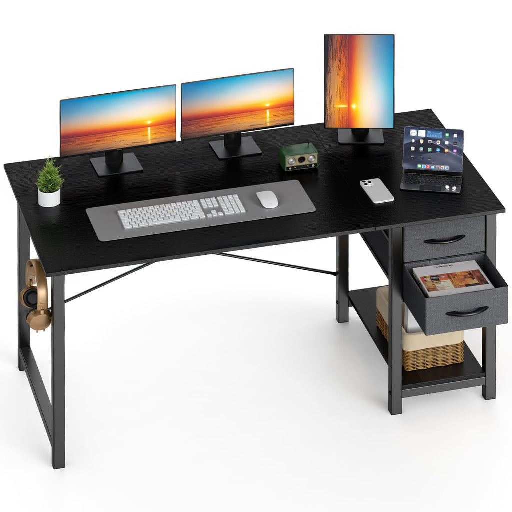 47 Inch Computer Desk with Drawers Black T42926