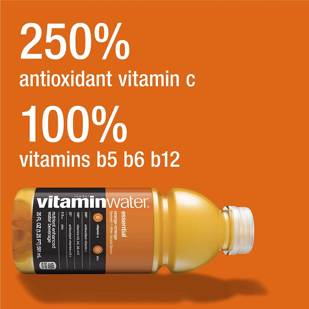 Orange Electrolyte Enhanced Bottled Water with Vitamins, 20-Ounce (Pack of 6) E143179
