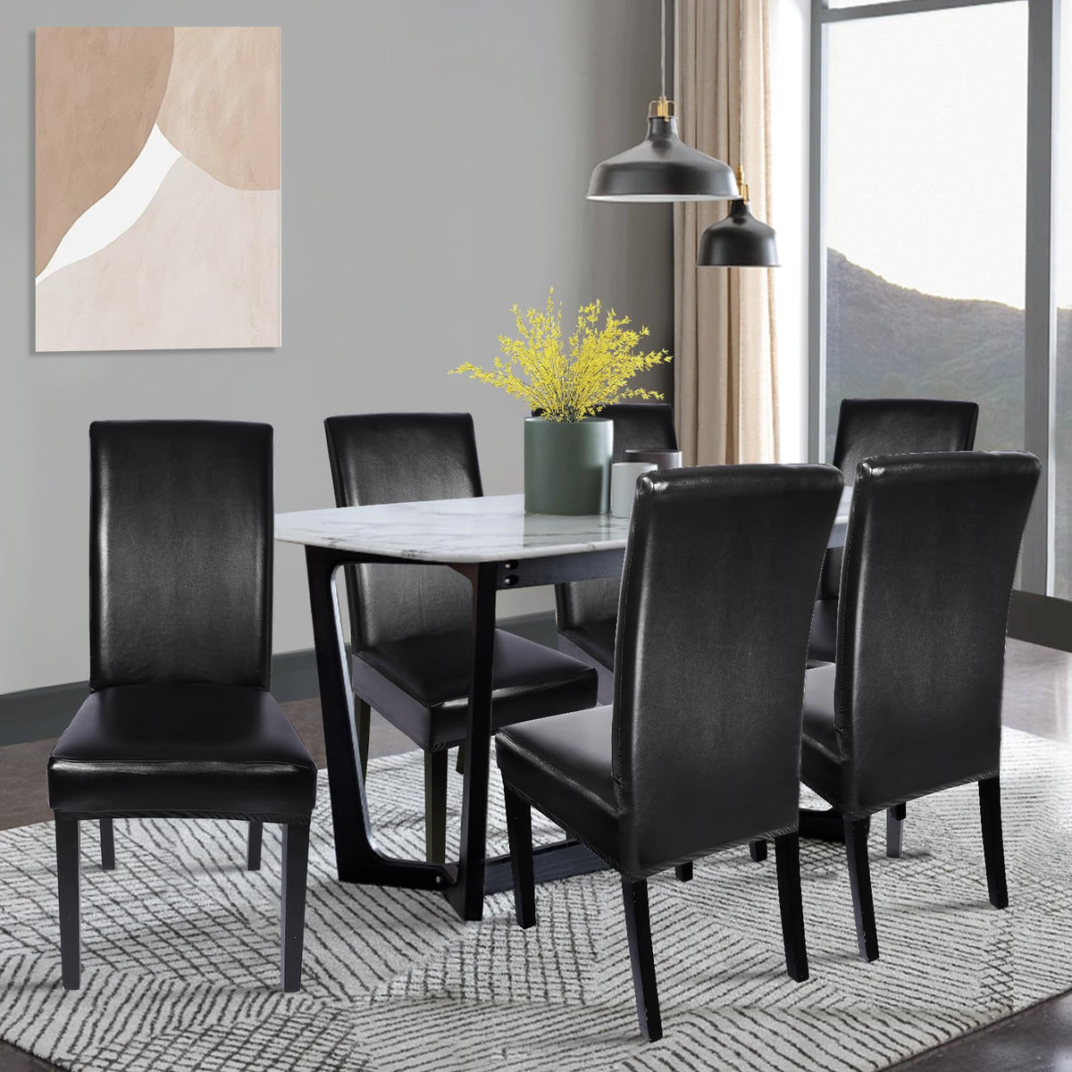 Waterproof PU Leather Dining Chair Covers Set of 6 Z3976