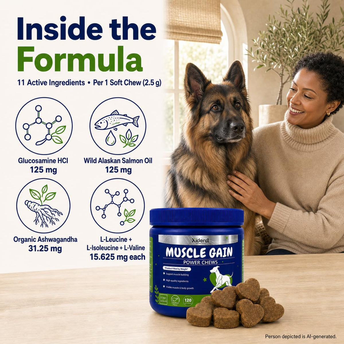 High Protein Muscle Support Soft Chews for Dogs, 120 Count U695944
