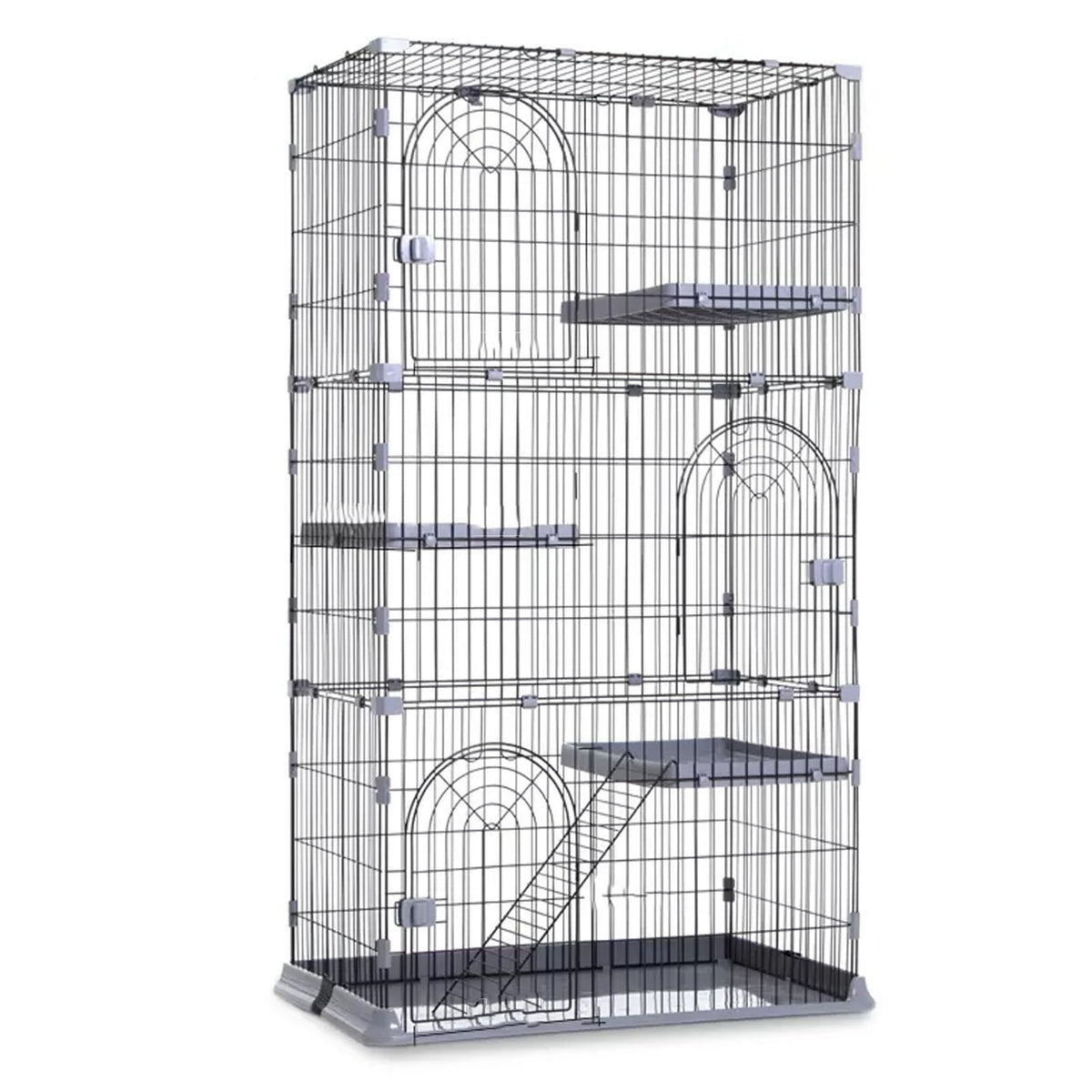 3/4-Tier Wire Cat Cage Playpen Kennel with Hammock L763