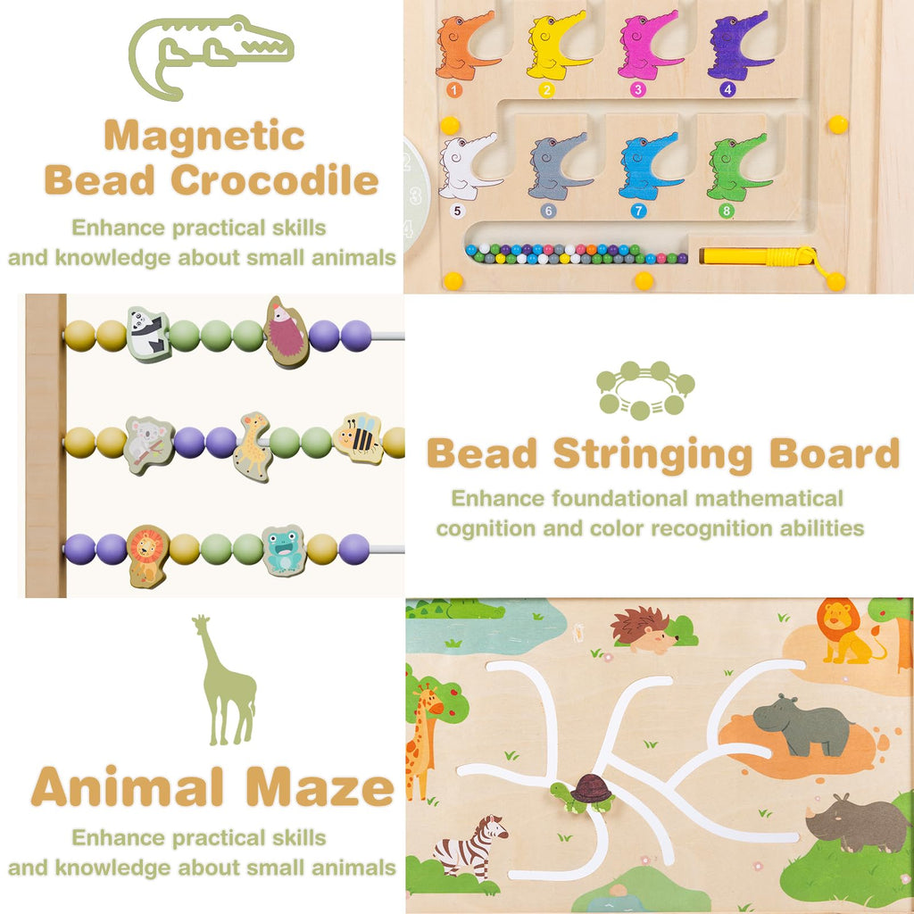 Foldable Wooden Baby Playpen with Toy Set E3185