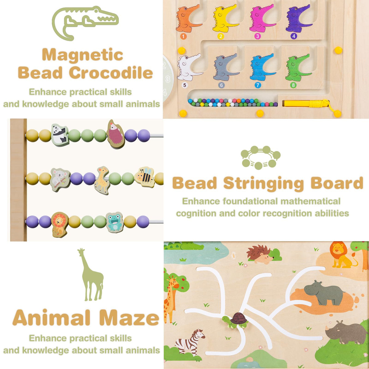 Foldable Wooden Baby Playpen with Toy Set E3185