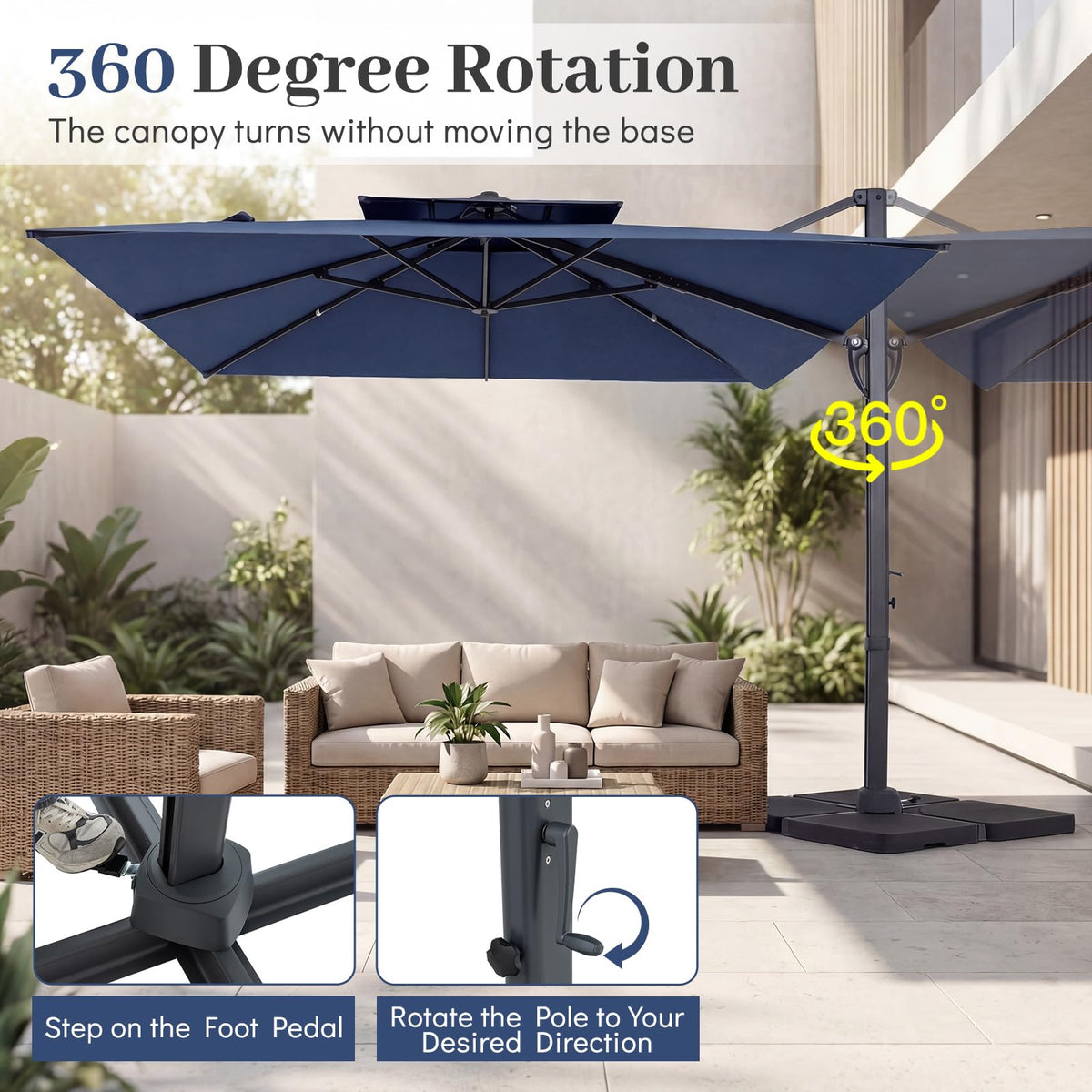 10 FT Navy Blue Cantilever Patio Umbrella R231310