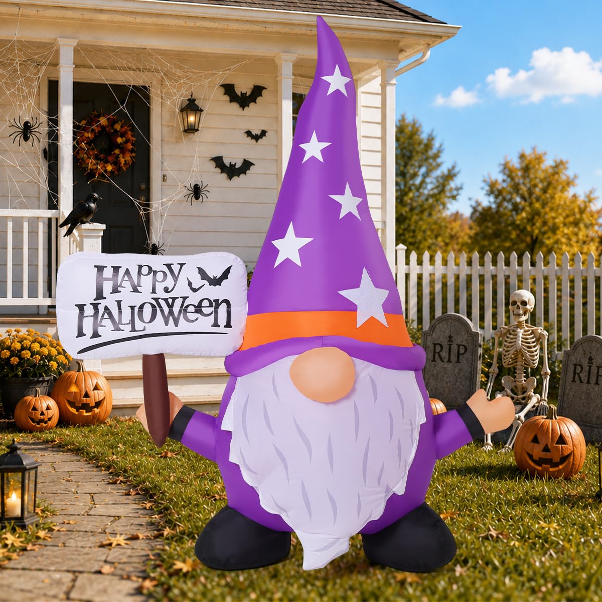 5FT Halloween Inflatable Gnome Yard Decor with LEDs I409354