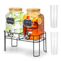 2 Pack 1 Gallon Glass Drink Dispenser with Bamboo Lid H93914