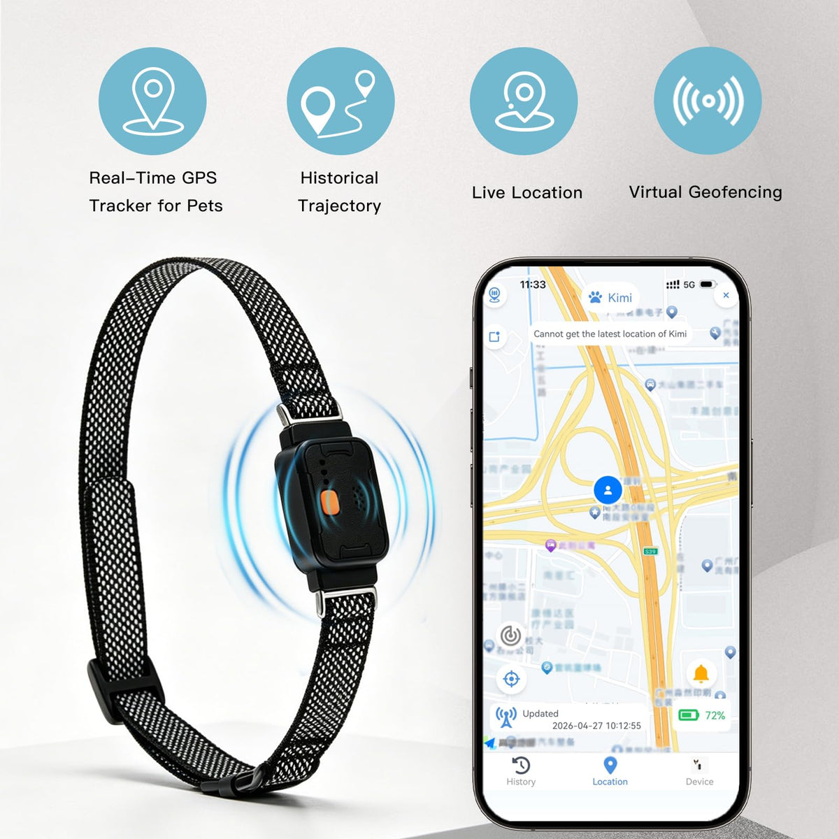 GPS Dog Collar & Pet Tracker Black U15186