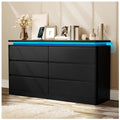 Black 6 Drawer Wood Dresser with Charging Station B138