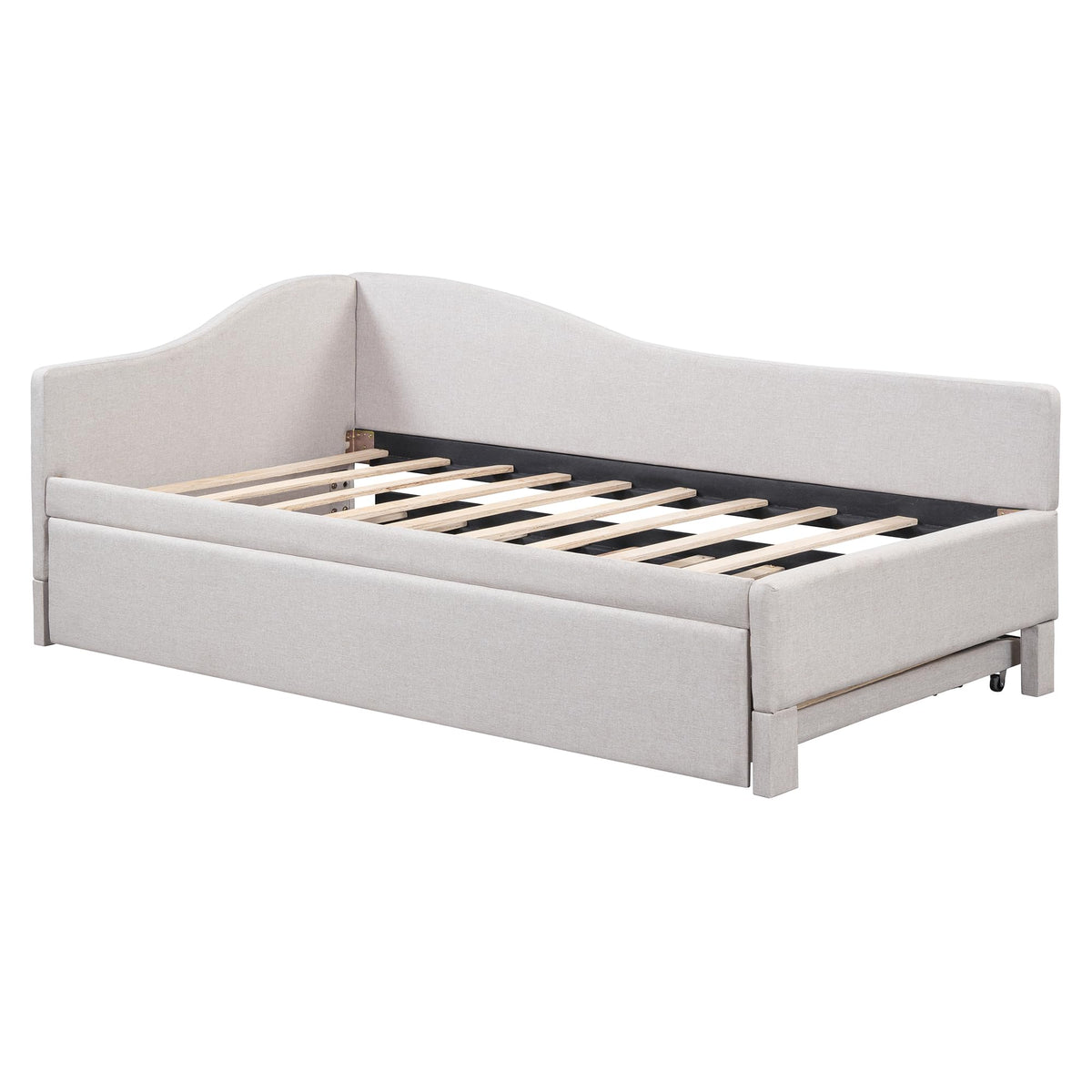 Twin Size Upholstered Linen Daybed with Pop up Trundle I6709
