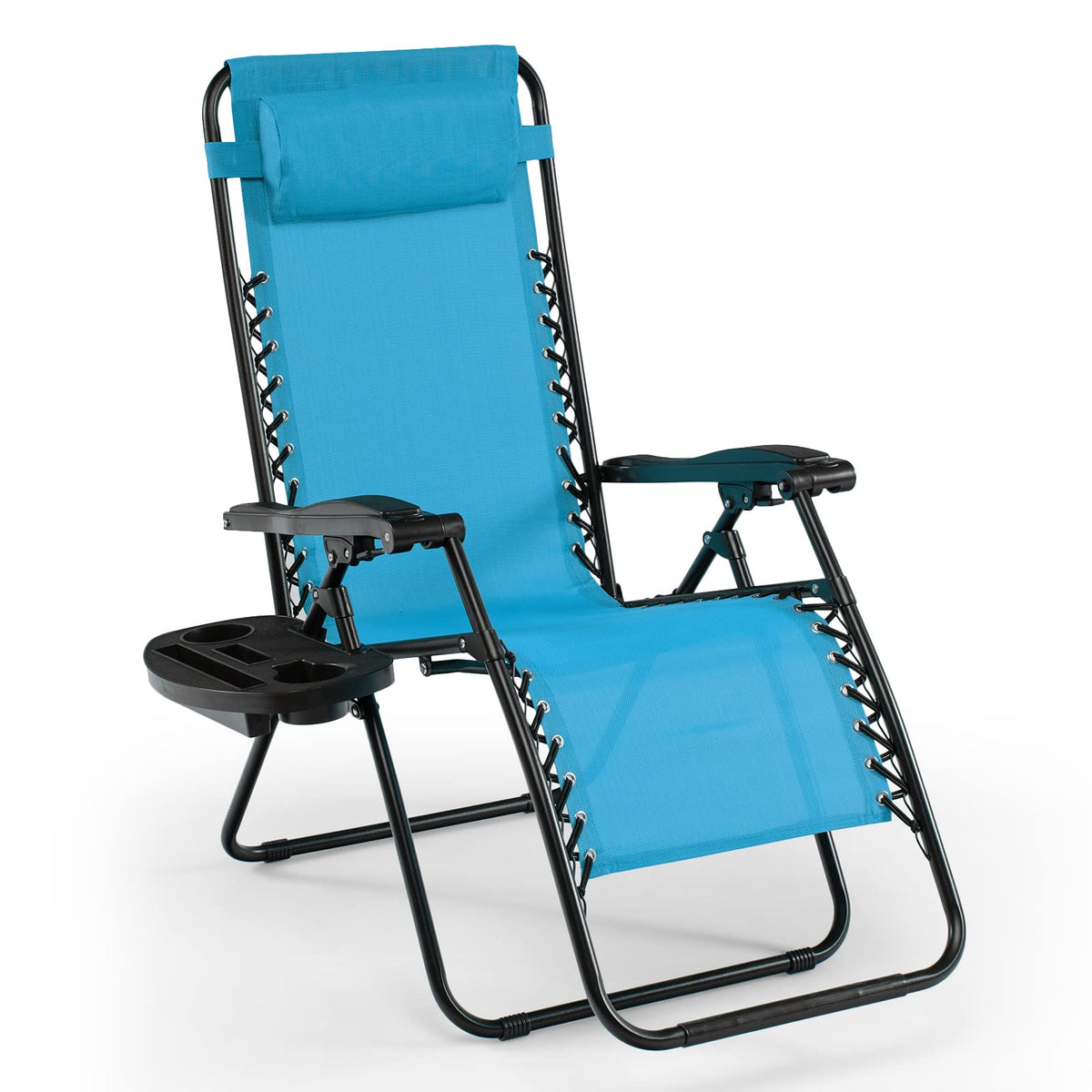 Blue Folding Reclining Lounge Chair with Side Tray P88642