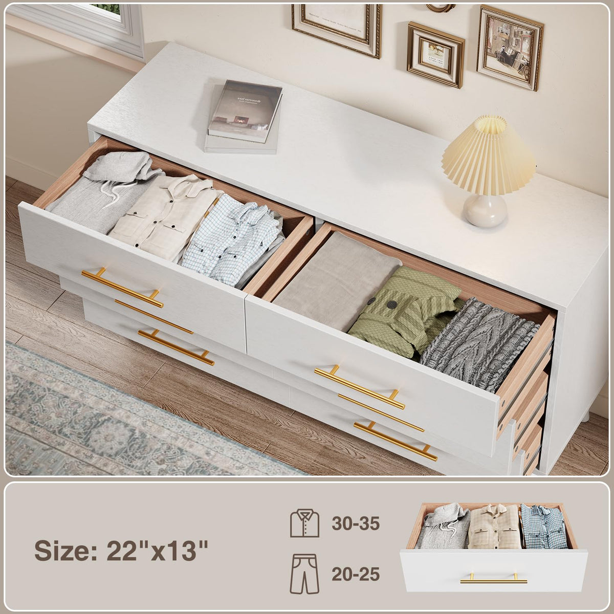 White 6 Drawer Wood Dresser U91371