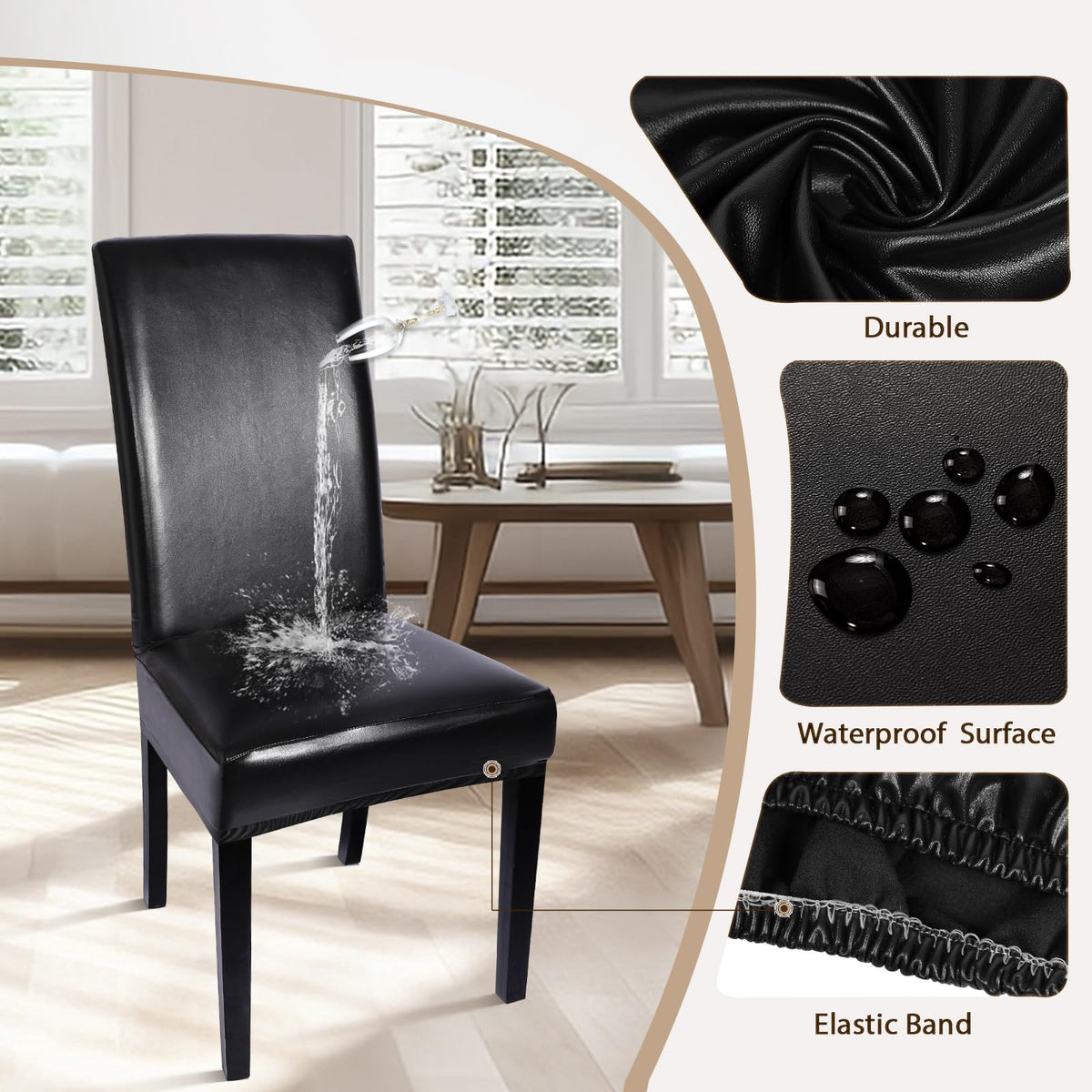 Waterproof PU Leather Dining Chair Covers Set of 6 Z3976