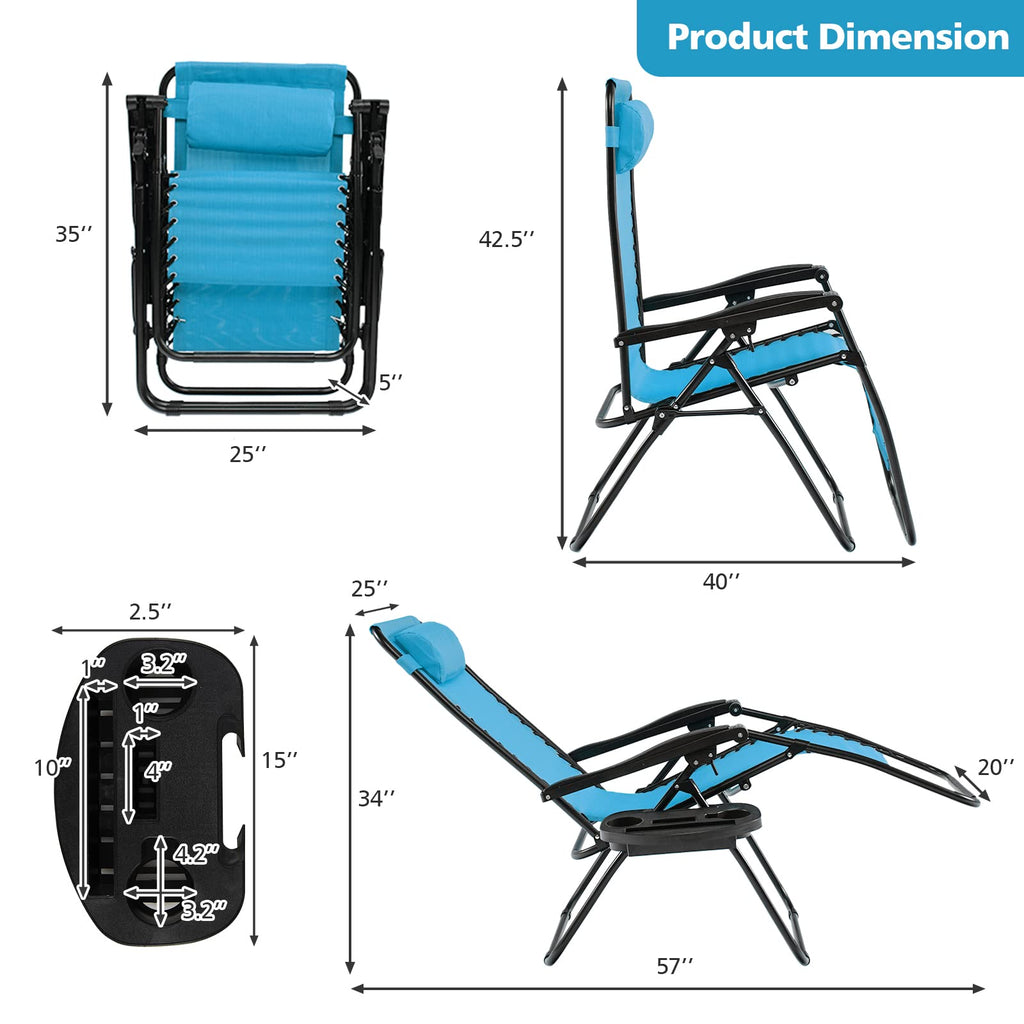 Blue Folding Reclining Lounge Chair with Side Tray P88642