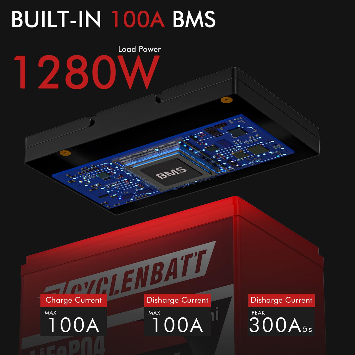 12V 100Ah Mini LiFePO4 Lithium Battery D2820
