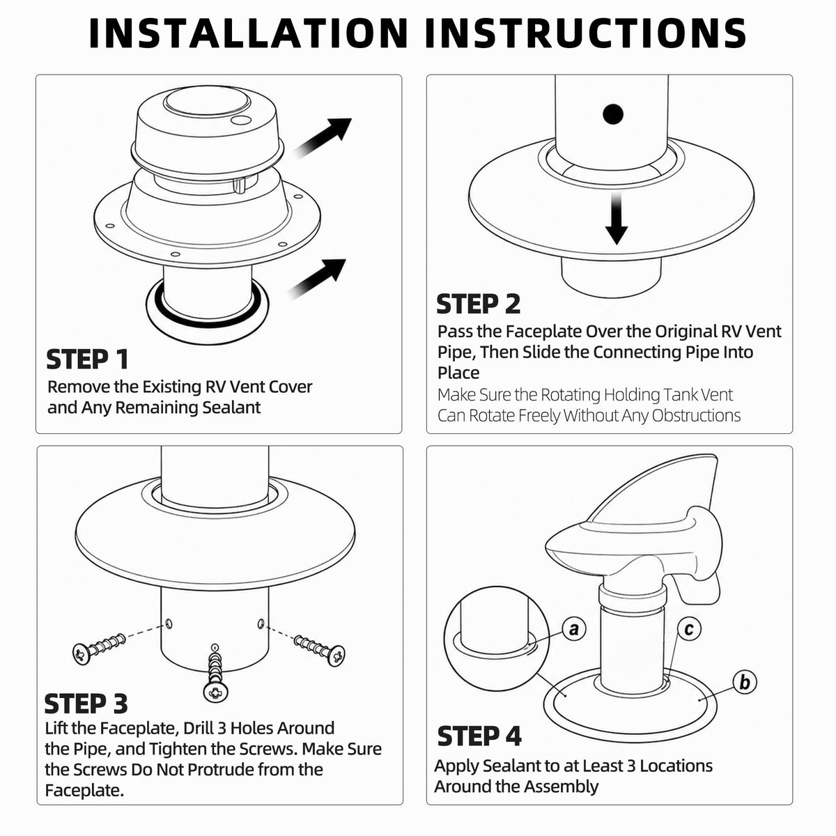 White RV Rotating Sewer Plumbing Vent Cover P813