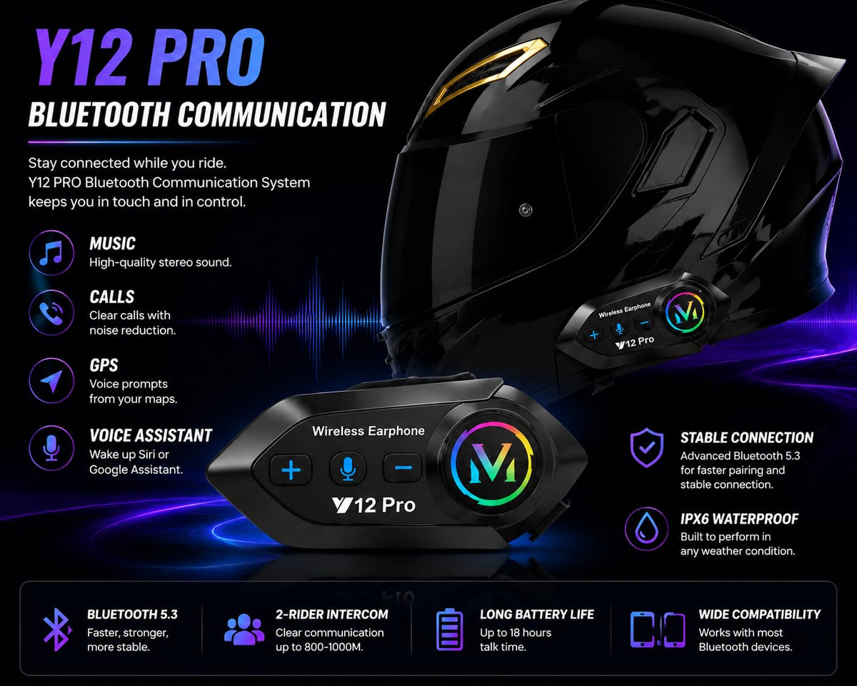 Bluetooth Modular Flip-Up Full Face Motorcycle Helmet D96269