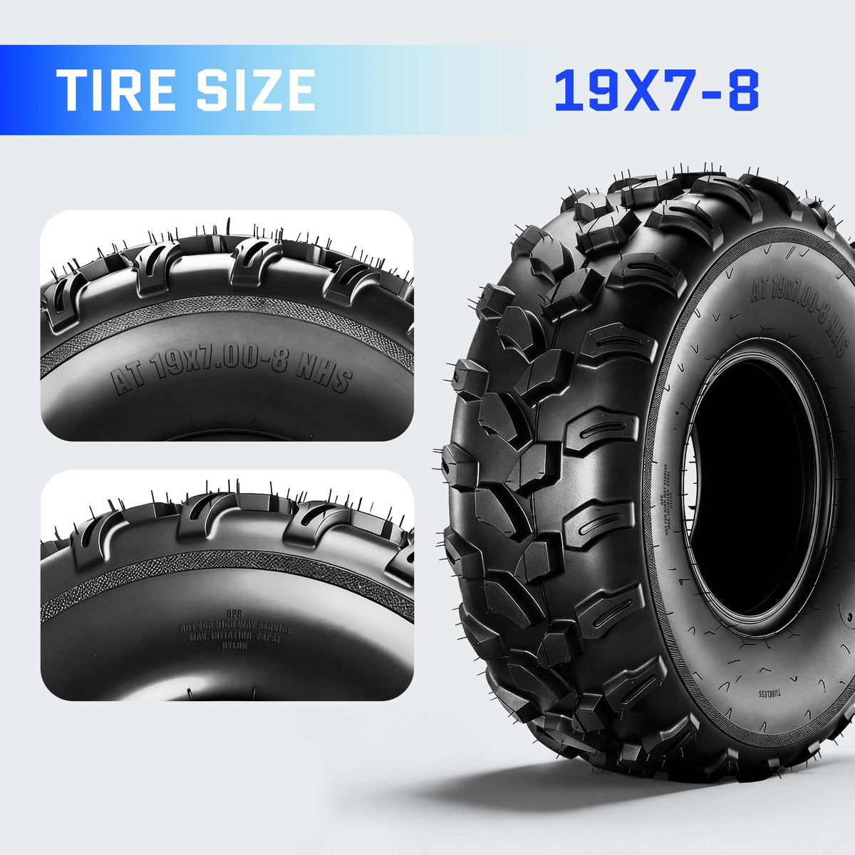 19x7-8 ATV Tires 6PR All-Terrain Tubeless Pack of 2 E9606