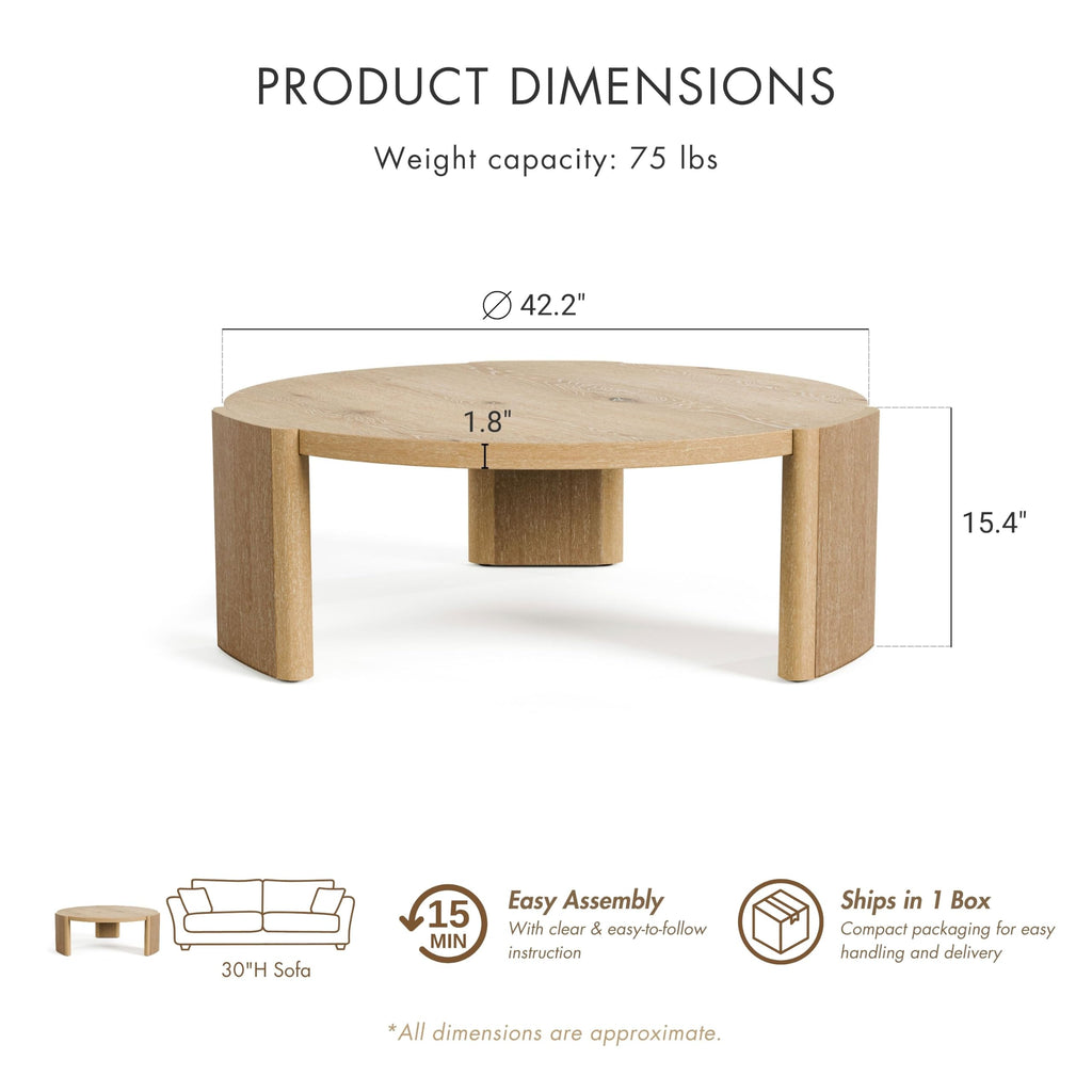 42” Round Oak Finish Wood Coffee Table P485430