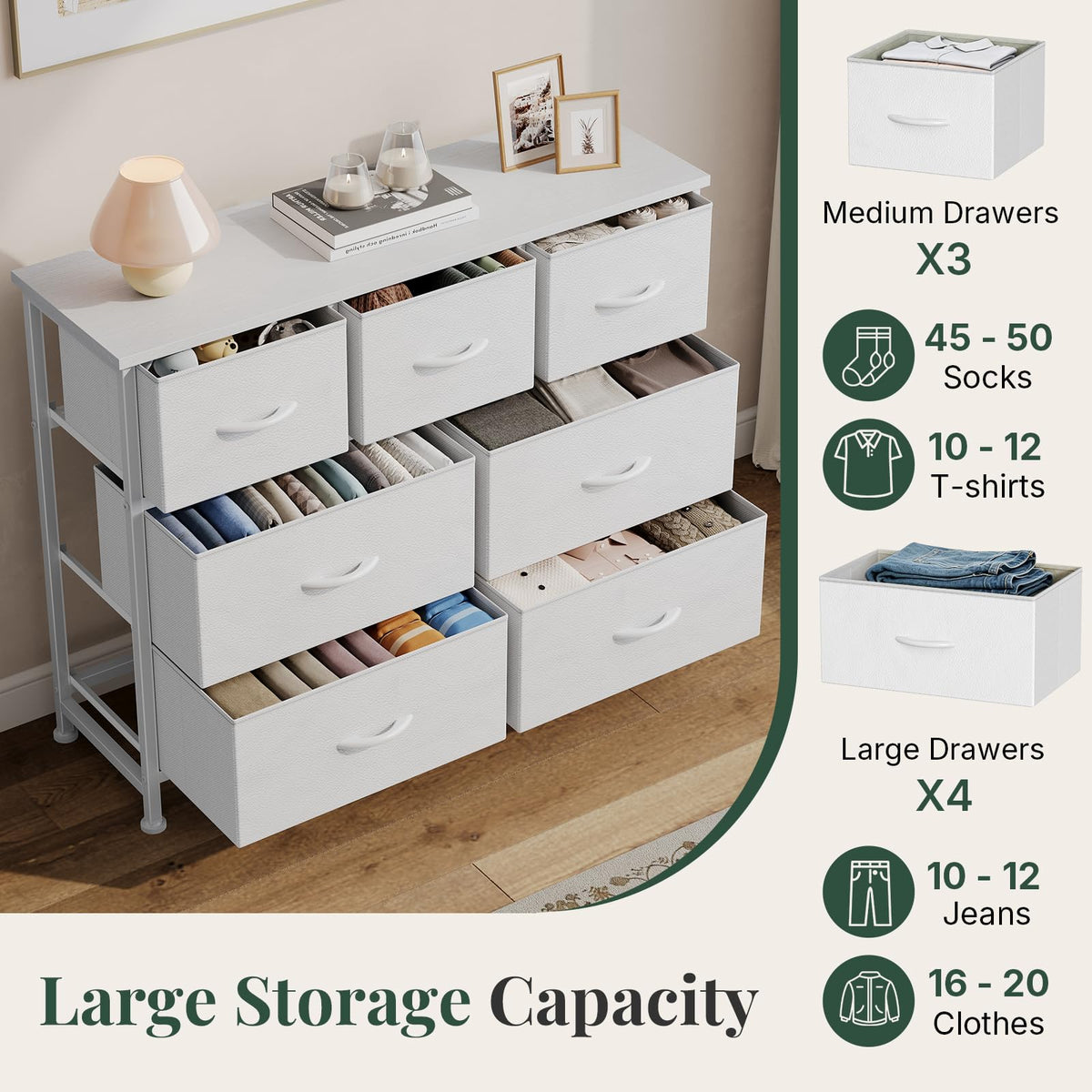 Fabric 7 Drawer Dresser E4638