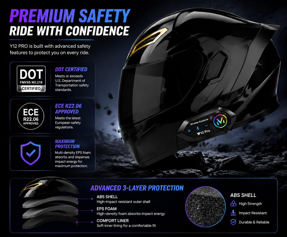 Bluetooth Modular Flip-Up Full Face Motorcycle Helmet D96269