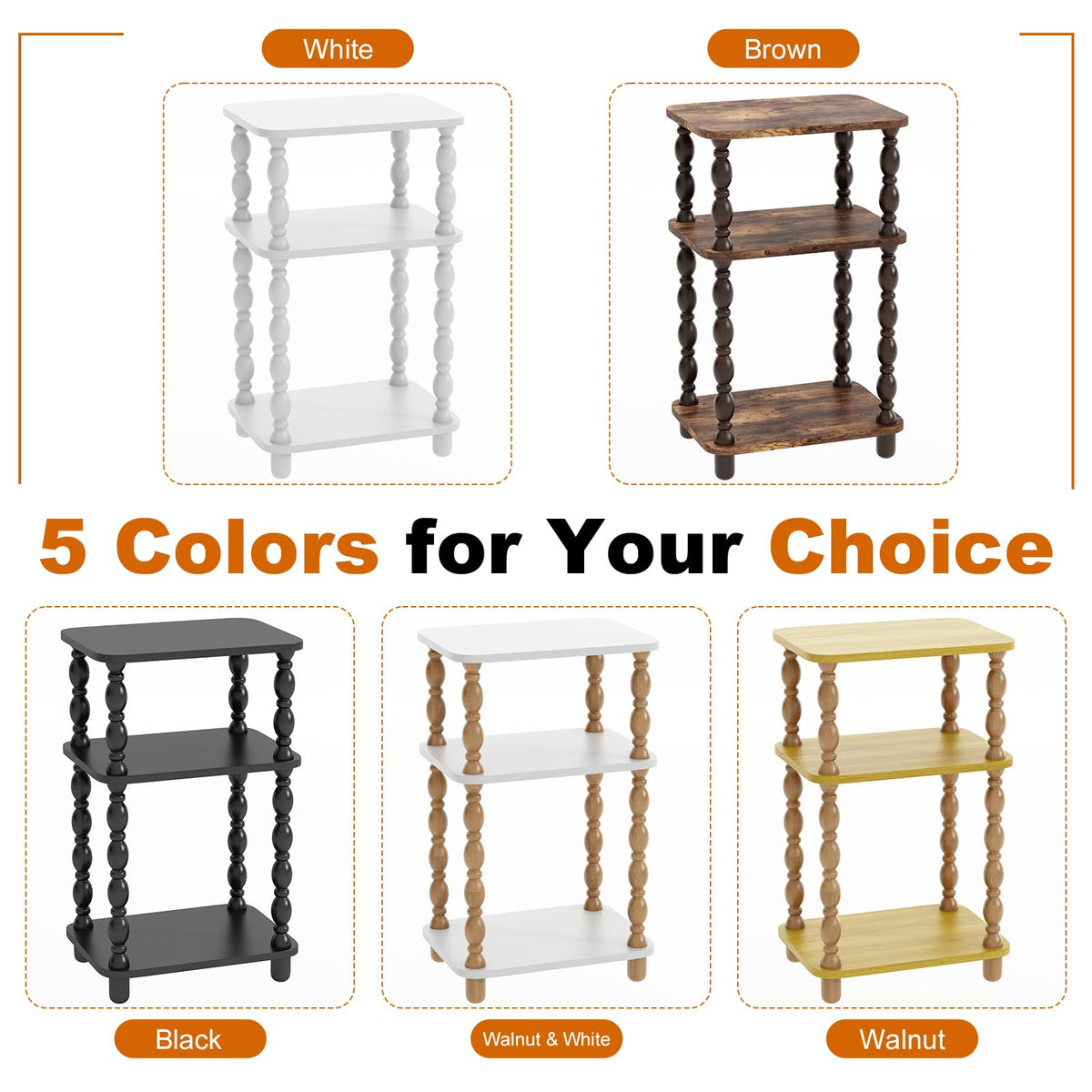 3-Tier Narrow End Table W8452