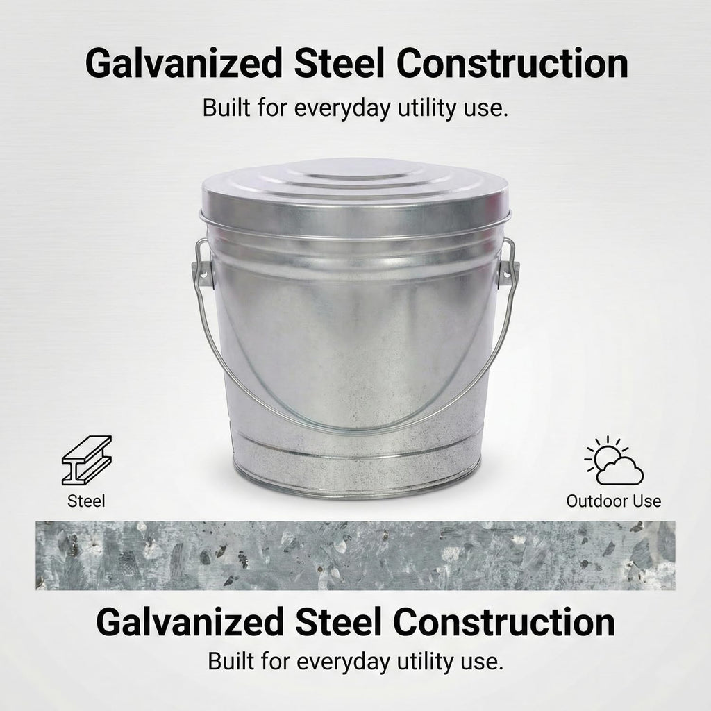 6 Gallon Galvanized Metal Trash Can with Locking Lid Q32005