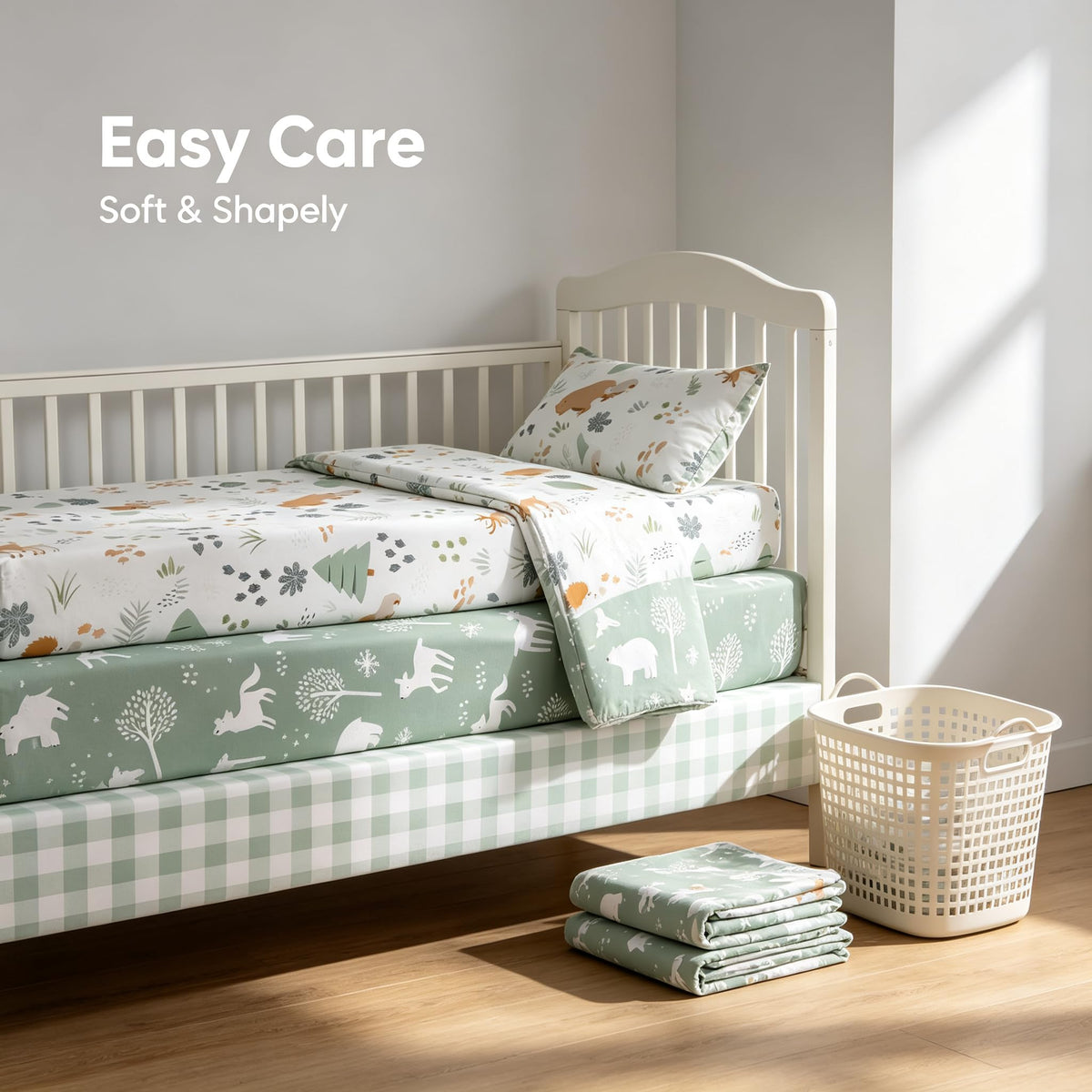 3 Pack Fitted Neutral Baby Crib Sheets B3730