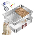 XL Stainless Steel Sifting Cat Litter Box with Scoop G380239
