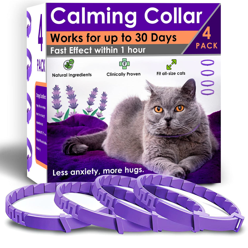 4 Pack Adjustable Water Resistant Calming Collar for Cats U511