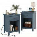 Farmhouse Nightstand with Charging Station Set of 2 S3893