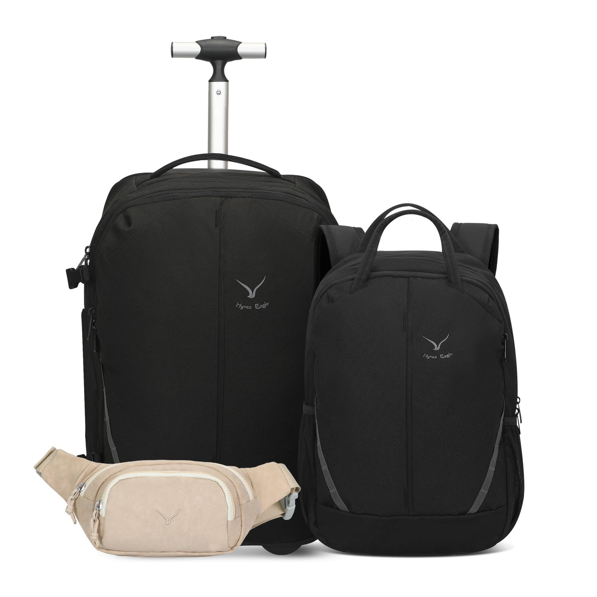 Rolling Backpack with Wheels 43L with Waist Pack Beige Q85132