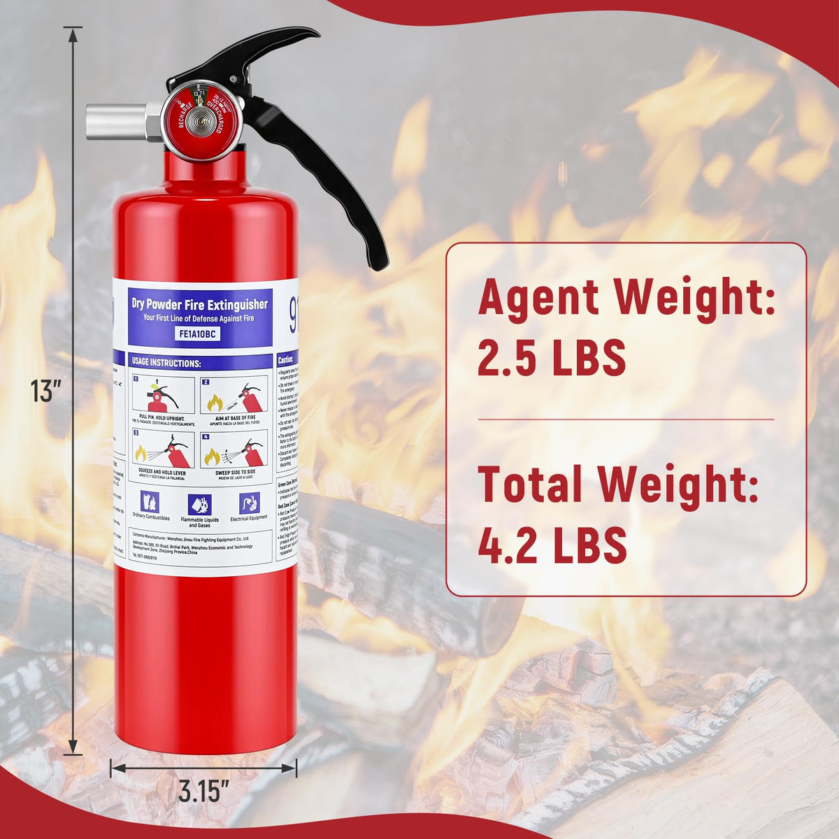 2 Pack 2.5LB ABC Dry Powder Fire Extinguisher V35733