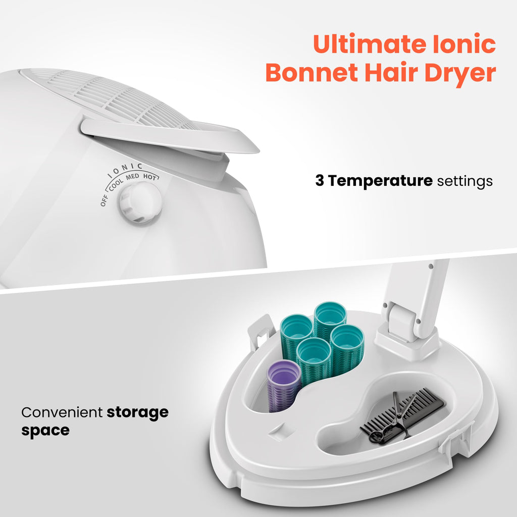 Portable Height Adjustable Hooded Hair Dryer White J4970