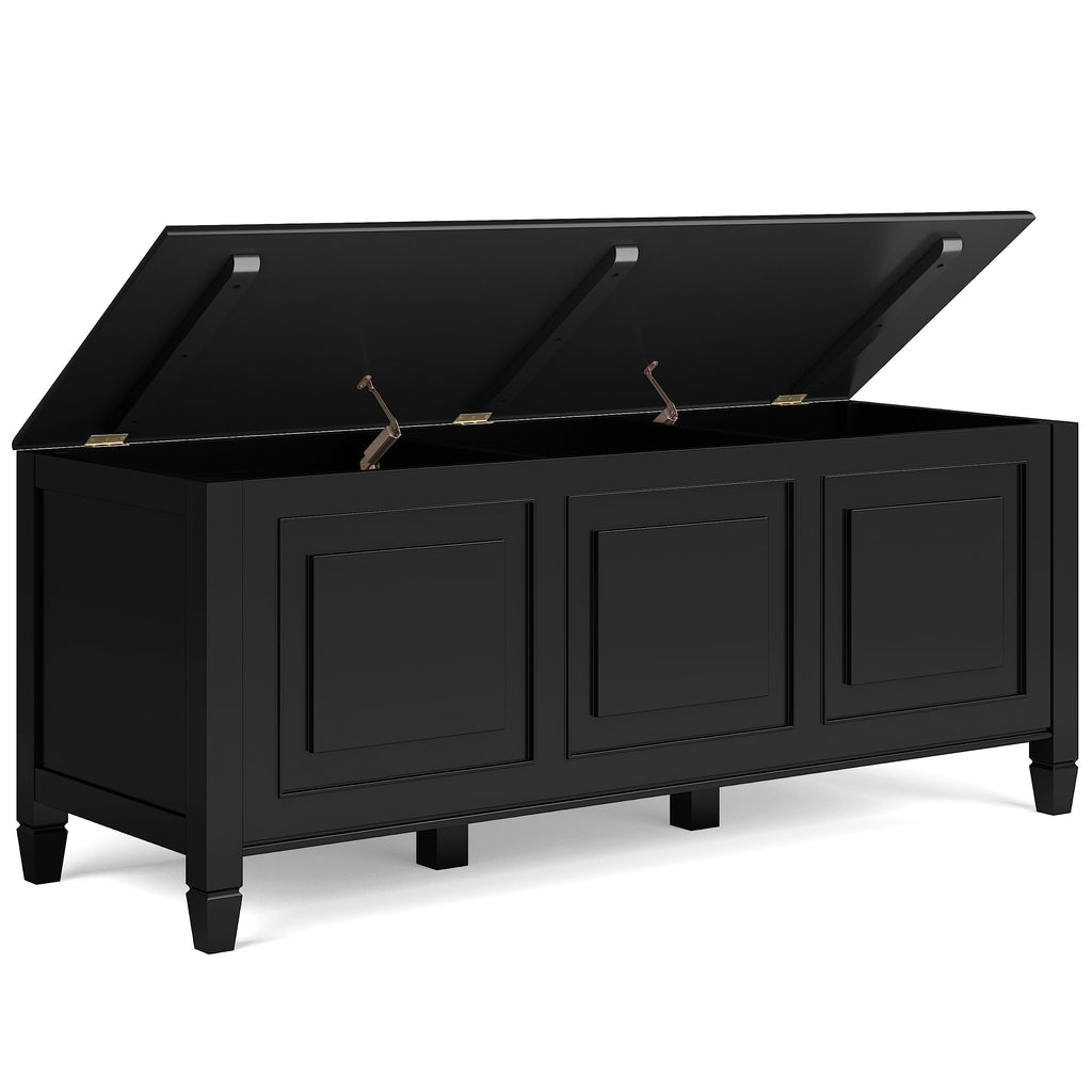 Black Solid Wood Trunk Bench A947649