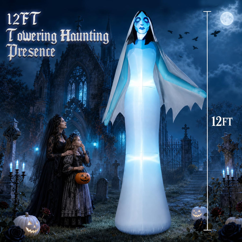 12FT Halloween Inflatable Ghost Bride with Blue LEDs C200