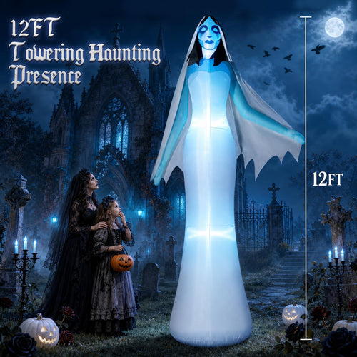 12FT Halloween Inflatable Ghost Bride with Blue LEDs C200