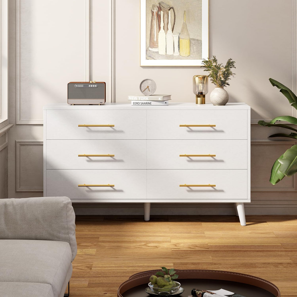 White 6 Drawer Wood Dresser U91371