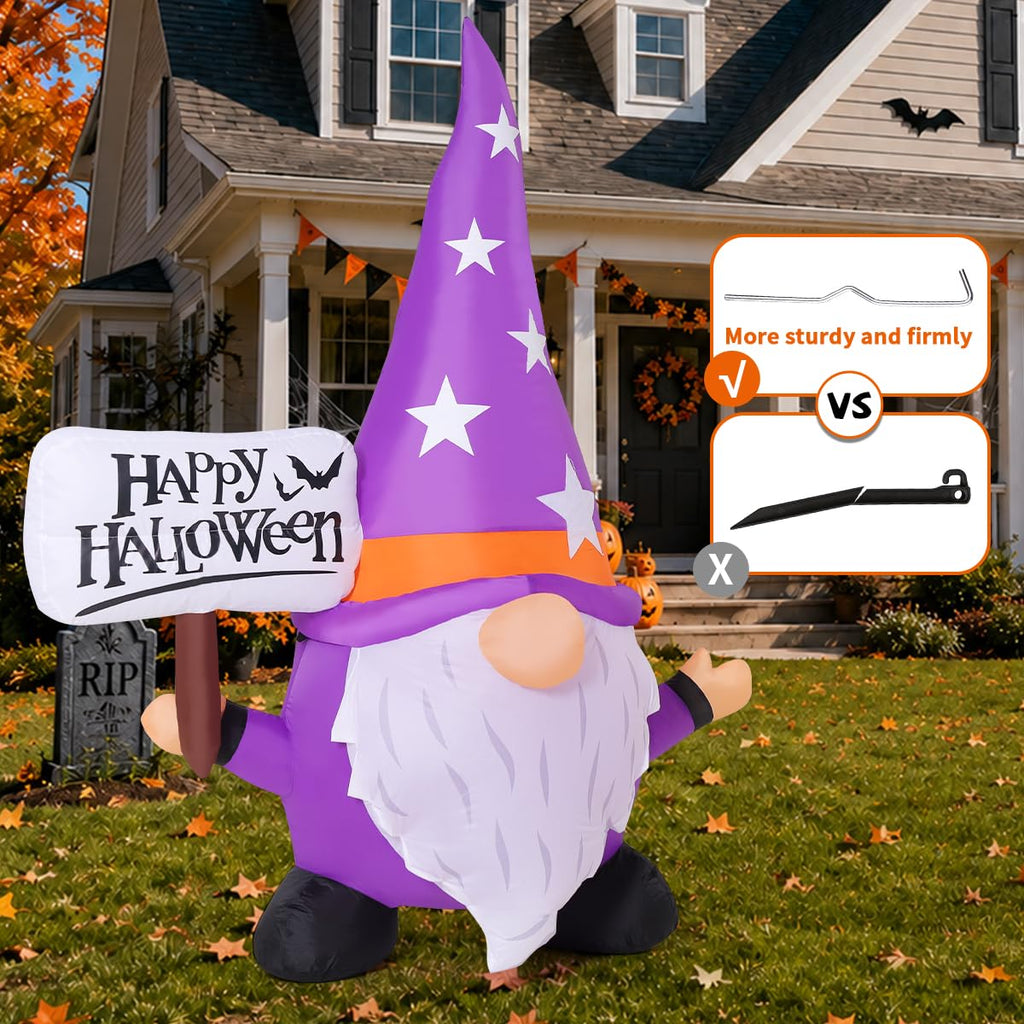 5FT Halloween Inflatable Gnome Yard Decor with LEDs I409354