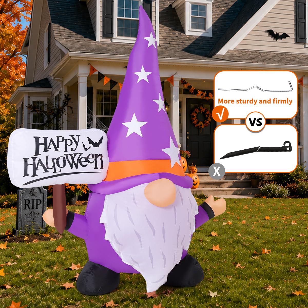 5FT Halloween Inflatable Gnome Yard Decor with LEDs I409354