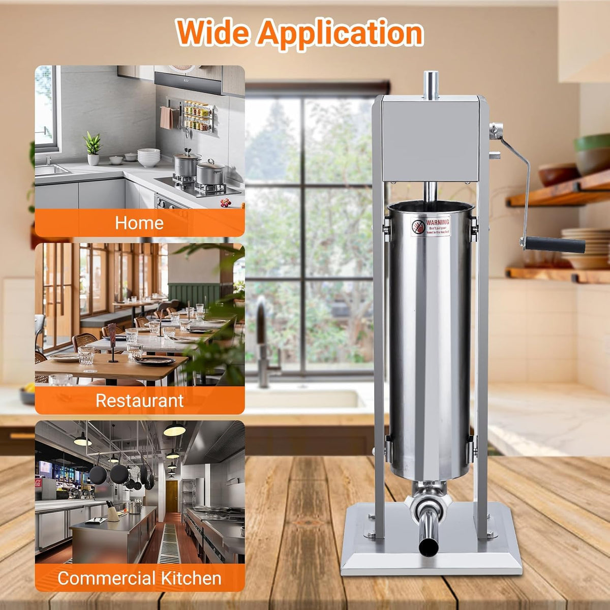7L Stainless Steel Vertical Sausage Stuffer with 5 Stuffing Tubes G8056