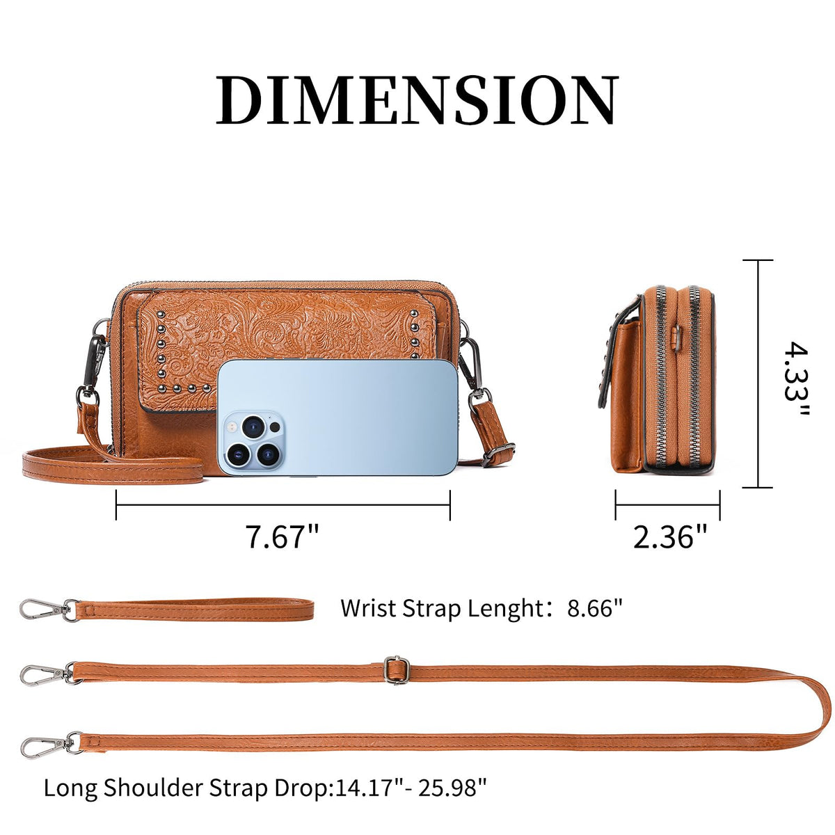 Women's Mini PU Leather Crossbody Phone Bag H529